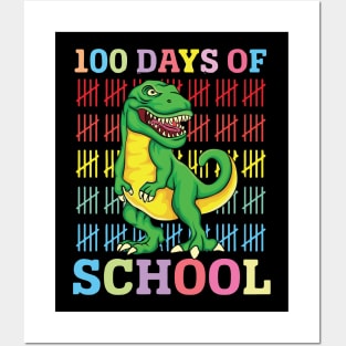 100 Days of School Colorful Dinosaur Graphic, Teacher , Educators, Kids School Celebration Posters and Art